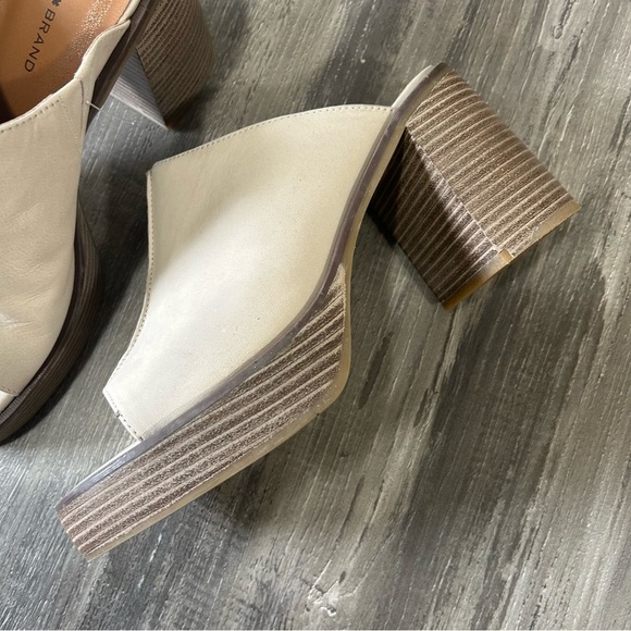 Lucky Brand Dinali Platform Leather Block Mules Beige NEW​ - Picture 7 of 10